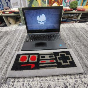 Retro Controller Black Keyboard Rug - close up