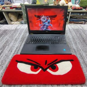 Red Anger Eye Keyboard Rug - close up