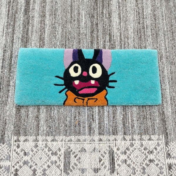 Black Cat Blue Keyboard Rug