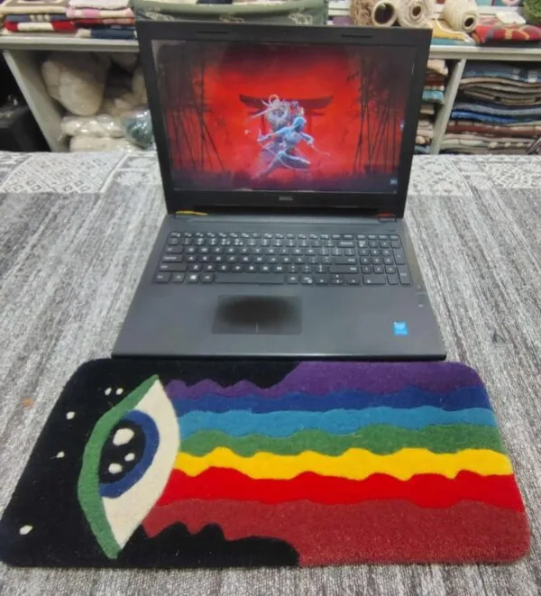 Rainbow Eye Multicolour Hand-Tufted Keyboard Rug | Minimal Desk Setup India