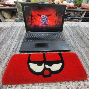 Grumpy Eyes Red Keyboard Rug - close up