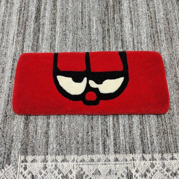 Grumpy Eyes Red Keyboard Rug