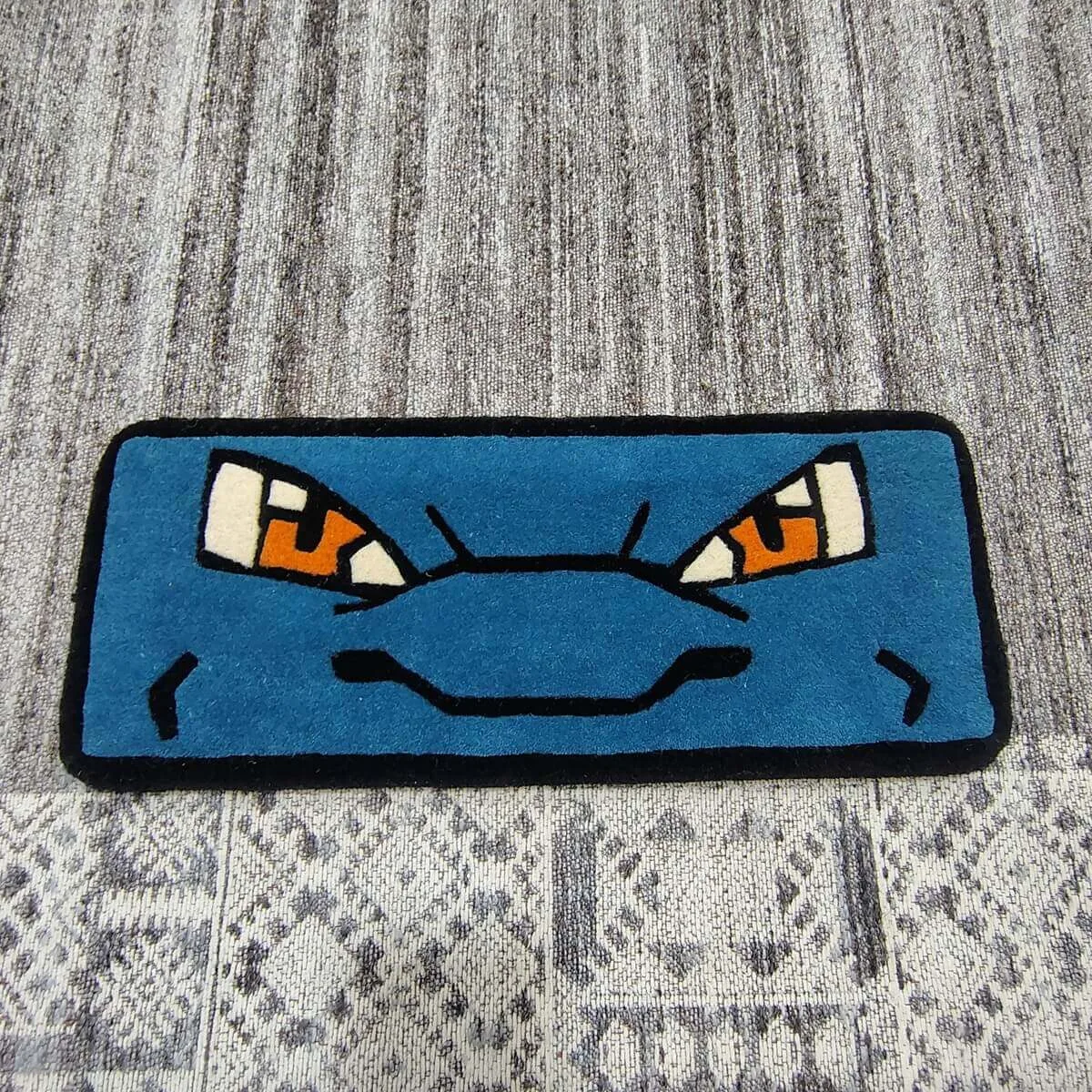 Blue Turtle Shell Anime Keyboard Rug — Closeup view