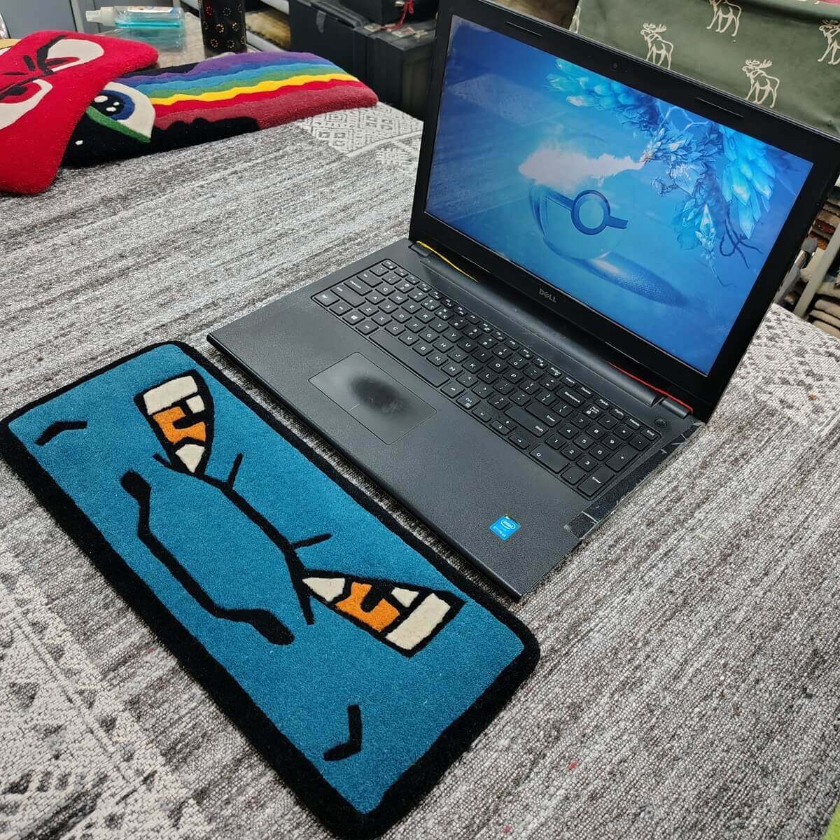 Blue Turtle Shell Anime Keyboard Rug
