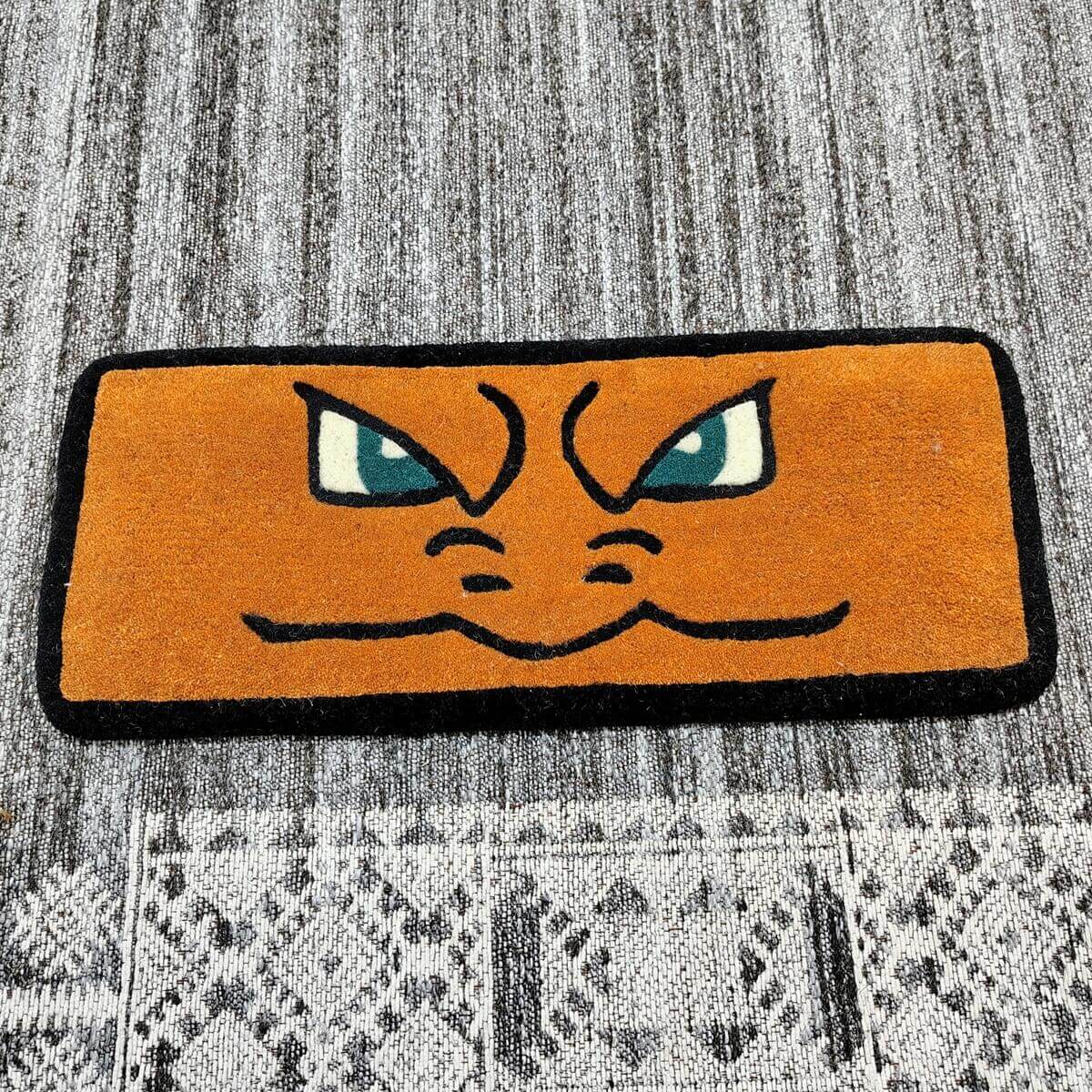 Orange Dragon Flame Anime Keyboard Rug — Closeup view