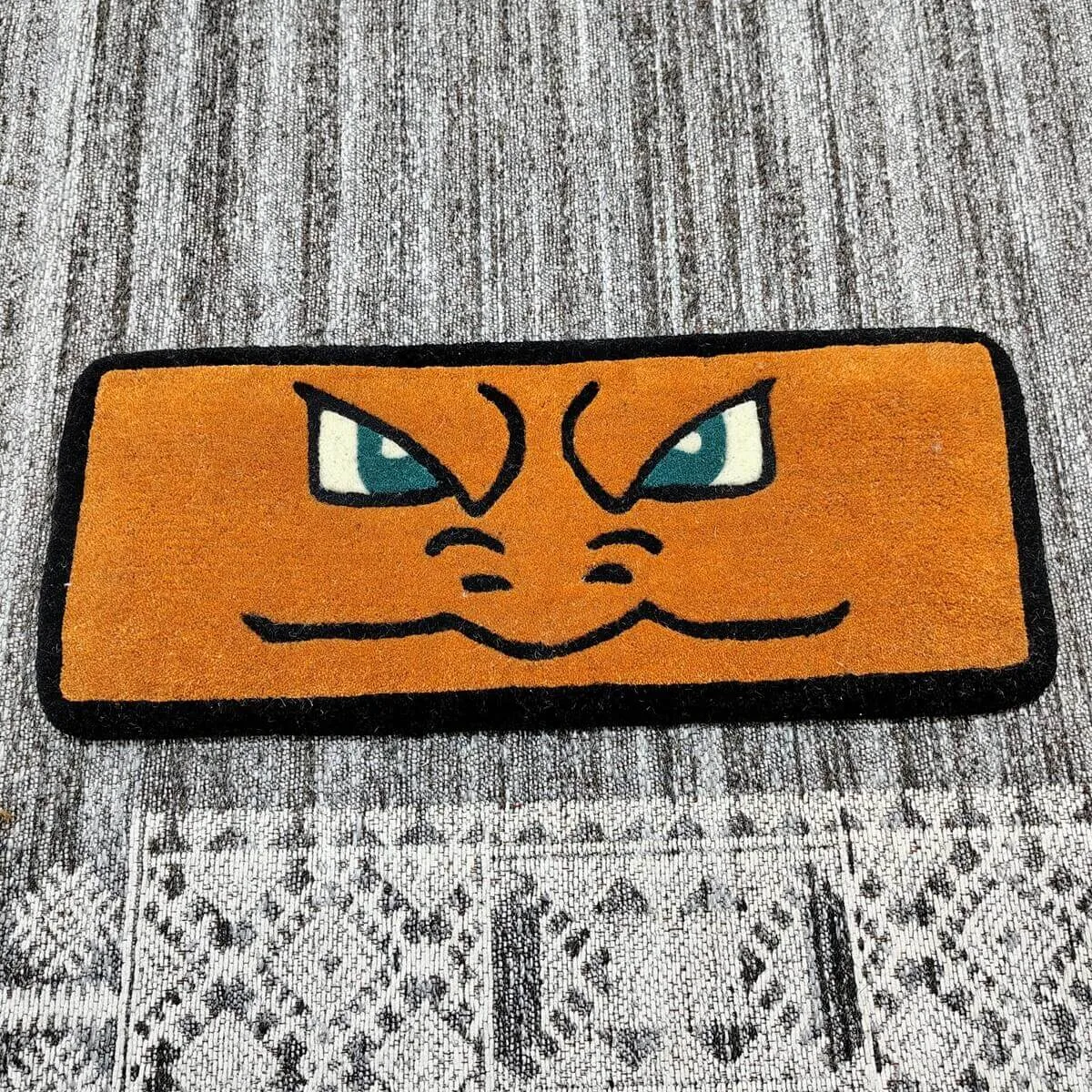 Orange Dragon Flame Anime Keyboard Rug — Closeup view