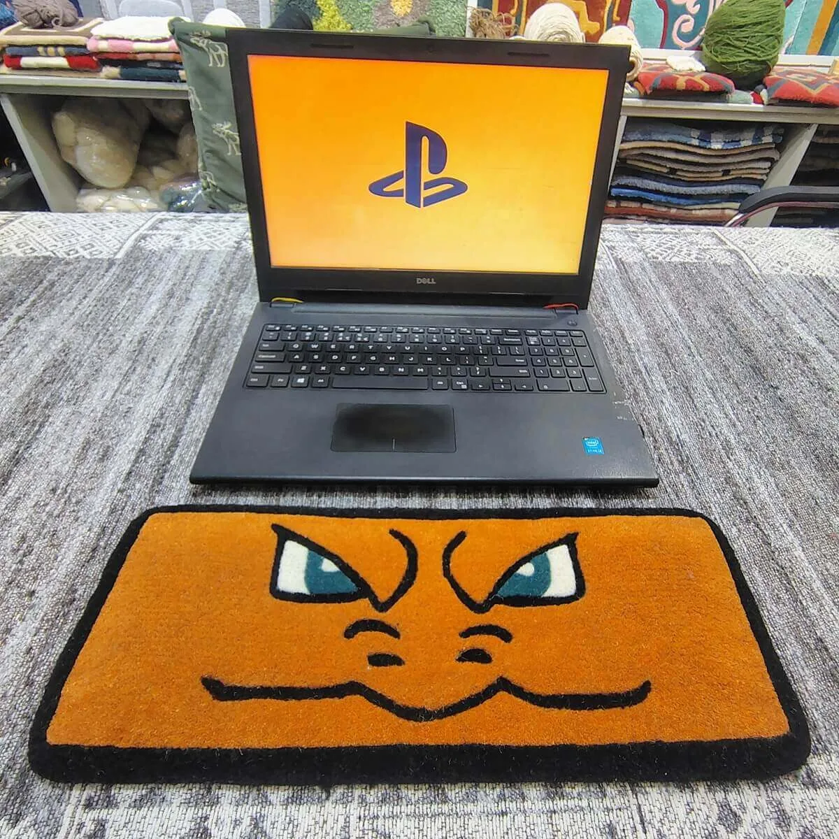 Orange Dragon Flame Anime Keyboard Rug — Front view