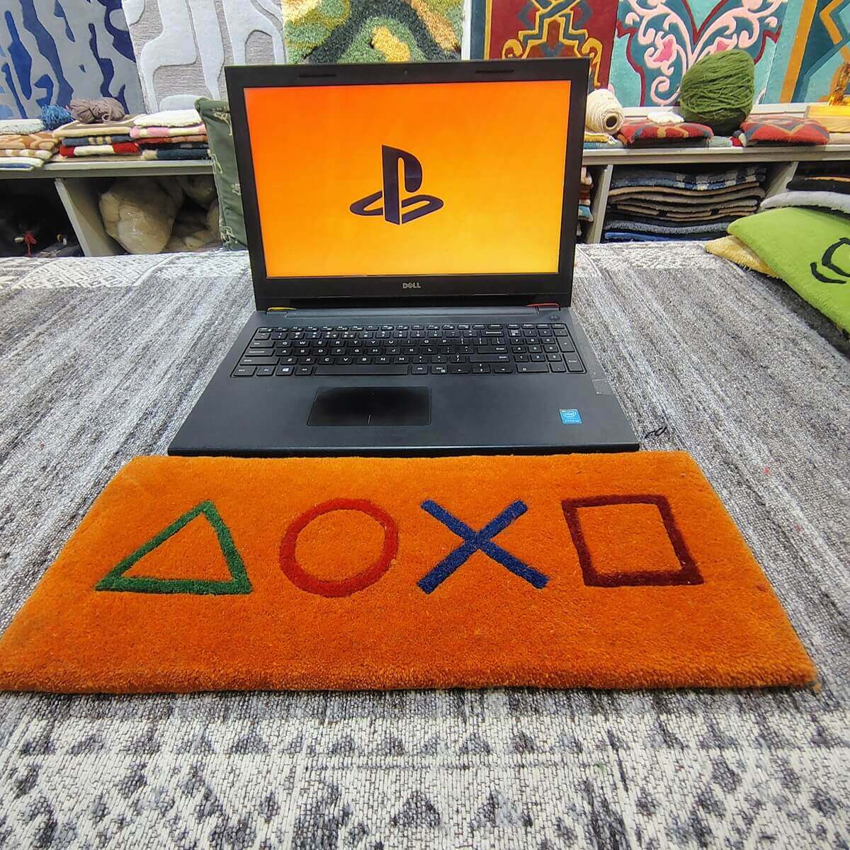 Orange Gaming Console Icons Keyboard Rug