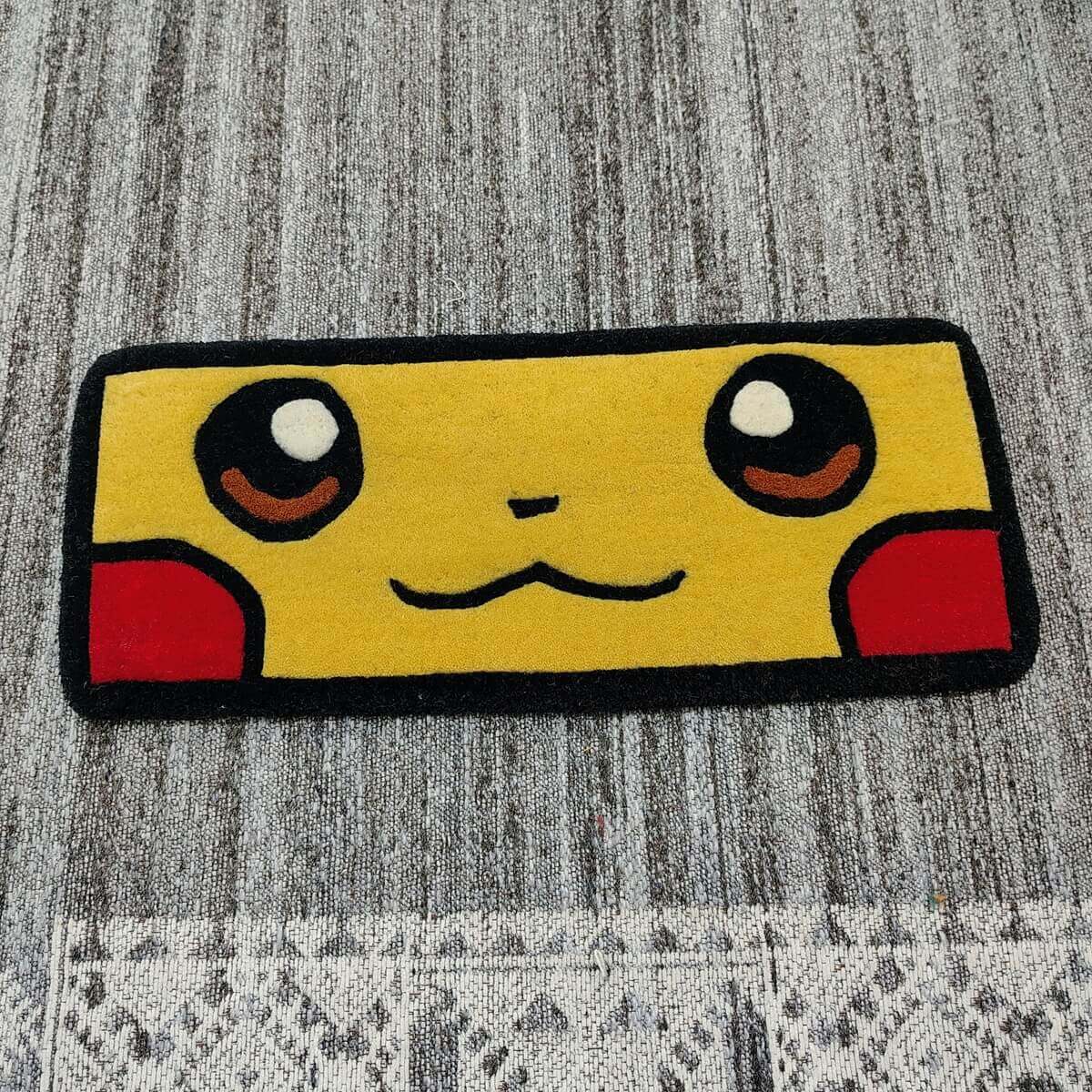 Yellow Electric Mouse Anime Keyboard Rug — Closeup view